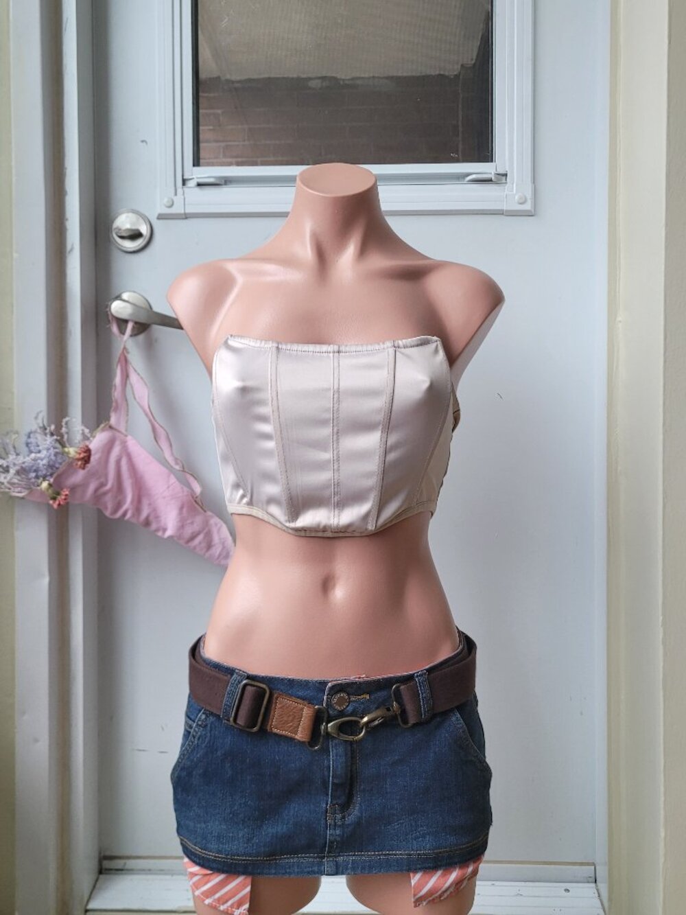 Garage Zip-Up Tube Top Corset